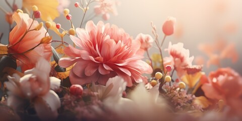 Pastelowe kwiaty w promieniach słońca