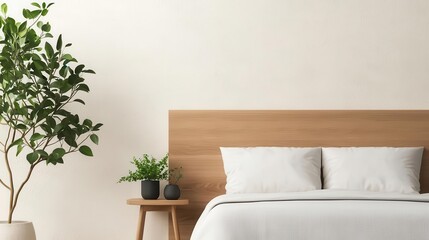 Organicinspired Muji bedroom with raw wooden elements, soft earthy tones, and a harmonious, serene design
