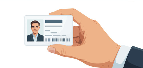 Hand Holding Identification Card with Businessman Photo