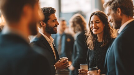 Networking Event Conversation with Diverse Group of People
