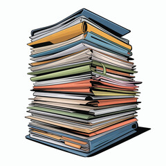 Large Stack of Colorful Files and Folders Illustration