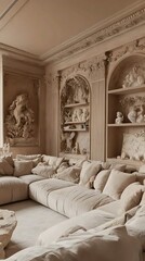 Living room with a couch and a few other pieces of furniture