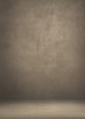 Fototapeta premium Modern studio portrait backdrop in neutral gray, beige, and off-white tones with a subtle grunge texture and soft vignette. Ideal for minimalist photography, branding, video, and web design uses.