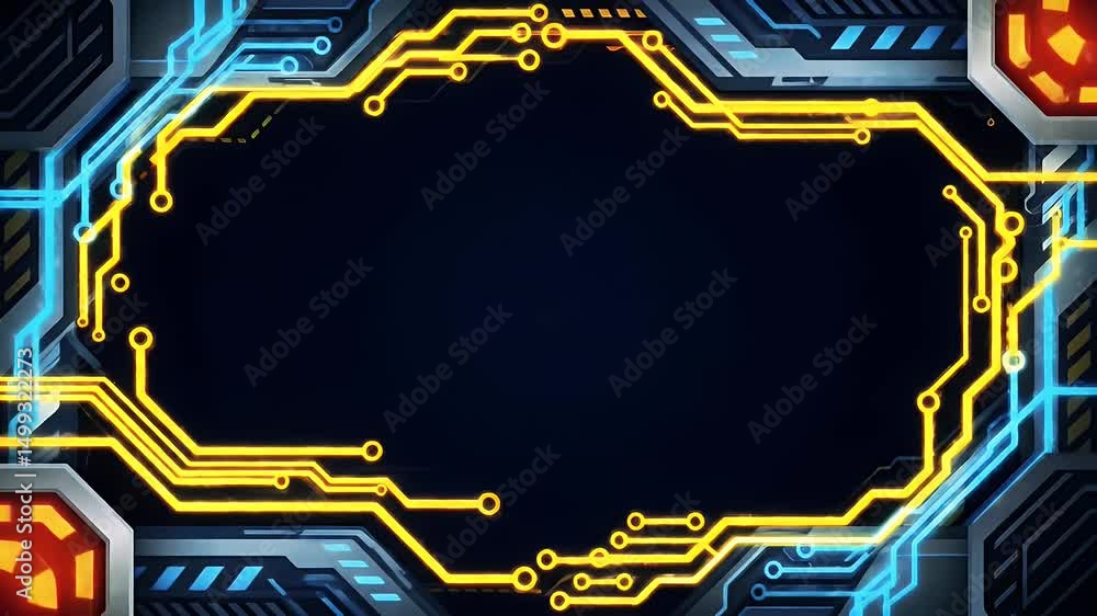 Poster sci-fi circuit board frame animation for live streaming