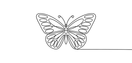 Single Line Drawing of a Beautiful Butterfly