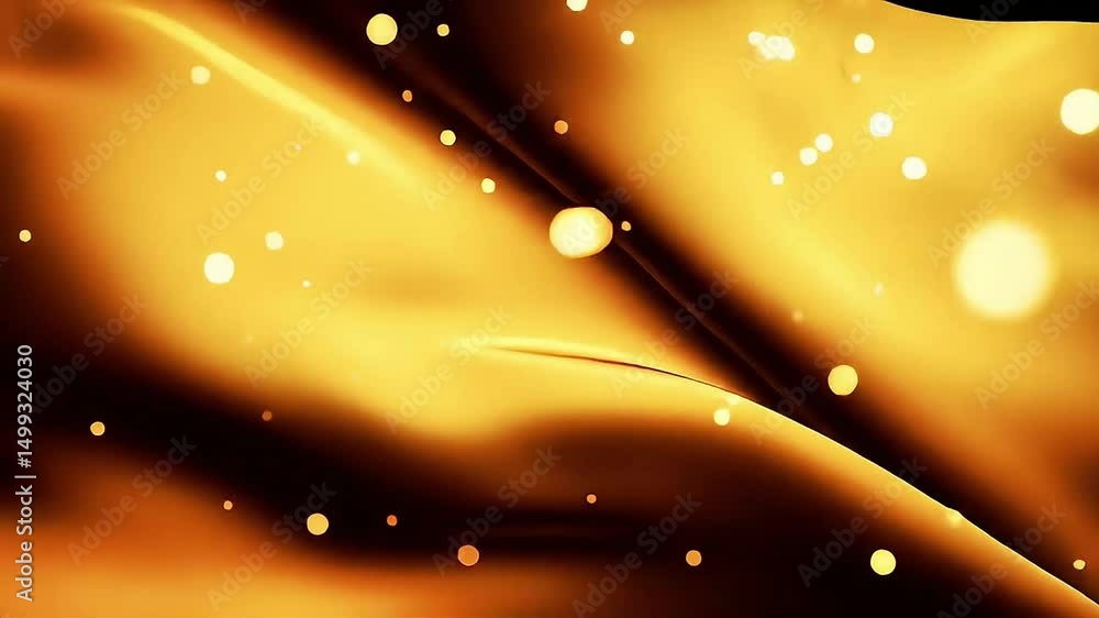 Aufkleber Golden Abstract: Flowing Fabric with Bokeh Lights Animation Background