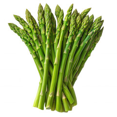Fresh green asparagus spears bunch isolated on black background closeup on transparent background