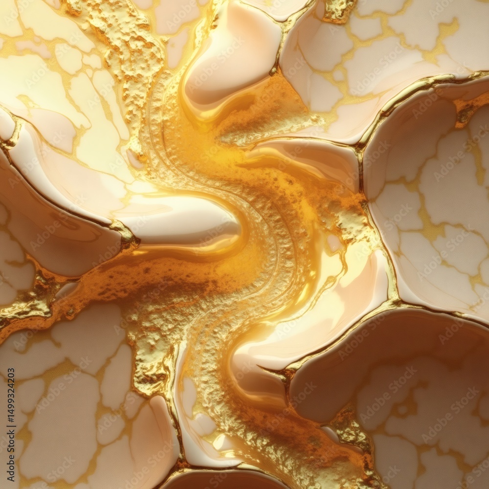 Poster a stunning abstract artwork of liquid gold and marble creating a mesmerizing visual experience