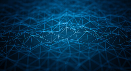 Obraz premium Abstract Blue Network Mesh Connectivity, Data, Technology Background