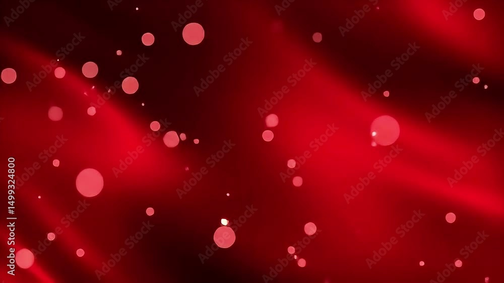 Aufkleber Abstract Red Bokeh Lights Floating on a Dark Red Gradient Background Video