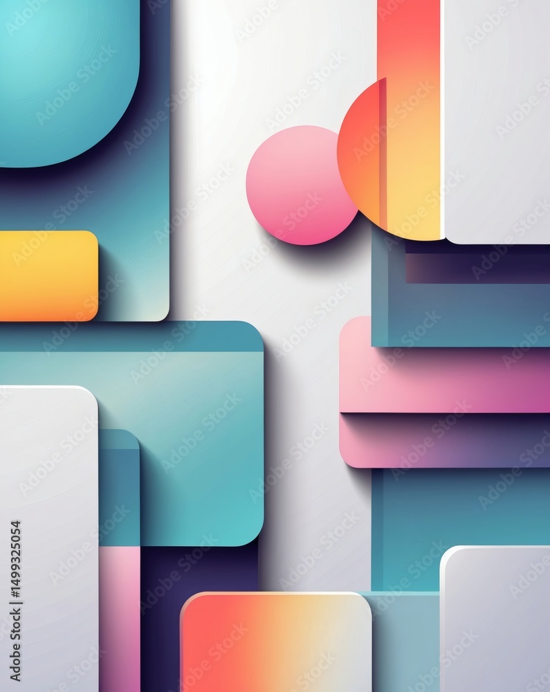 Poster abstract geometric composition with layered colorful shapes