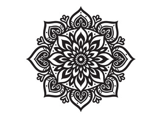 black mandala logo silhouette design, mandala design logo icon silhouette, mandala design patterns silhouette vector, Simple mandala design logo silhouette in vector style with a white background