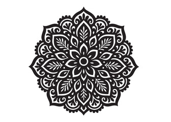 black mandala logo silhouette design, mandala design logo icon silhouette, mandala design patterns silhouette vector, Simple mandala design logo silhouette in vector style with a white background
