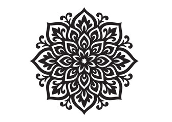 black mandala logo silhouette design, mandala design logo icon silhouette, mandala design patterns silhouette vector, Simple mandala design logo silhouette in vector style with a white background