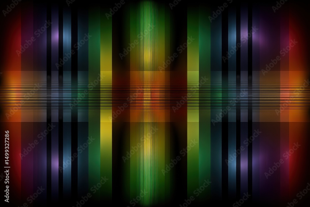 Aufkleber abstract background featuring a series of vibrant, colorful vertical bars with a subtle, dark horizo
