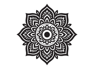 black mandala logo silhouette design, mandala design logo icon silhouette, mandala design patterns silhouette vector, Simple mandala design logo silhouette in vector style with a white background