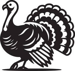 Black and White Turkey Bird Vector Illustration