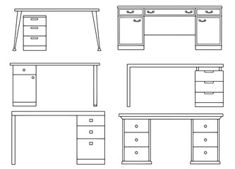 Table set isolated graphic black white furniture sketch illustration vector