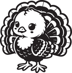 Black and White Turkey Bird Vector Illustration