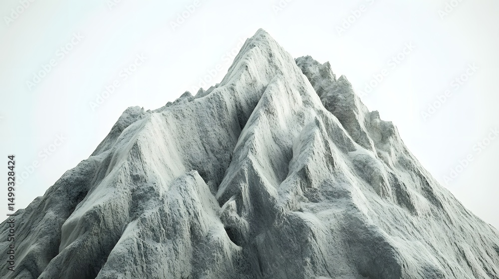 Aufkleber a digitally rendered mountain peak with visible ridges and a bright white background rendering