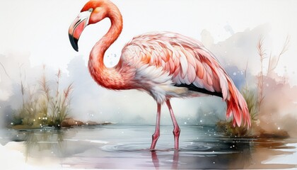 Eleganter Flamingo am Wasser