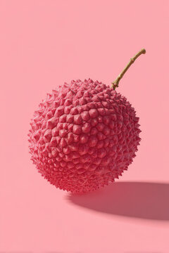 Naklejki A closeup shot of a vibrant lychee on a pink background showcasing its unique texture and color