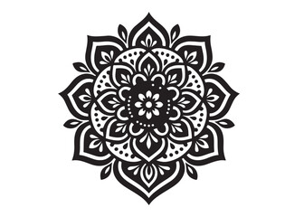 black mandala logo silhouette design, mandala design logo icon silhouette, mandala design patterns silhouette vector, Simple mandala design logo silhouette in vector style with a white background