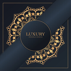 Modern Mandala template design with flower golden color shape.