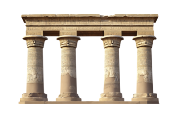 Ancient Egyptian temple columns, detailed architecture.