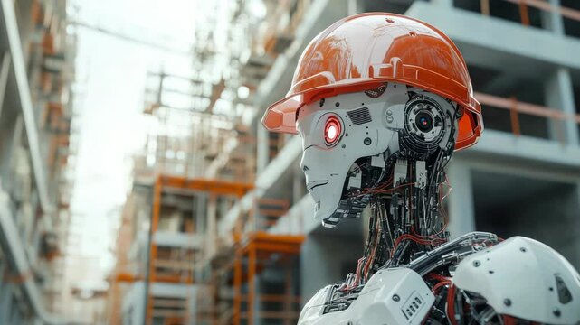 ai robot engineer and a man builder inspection construction work with a robot worker