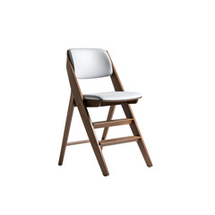 Modern wooden high chair with white padded seat kid on transparent background