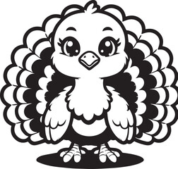 Black and White Turkey Bird Vector Illustration