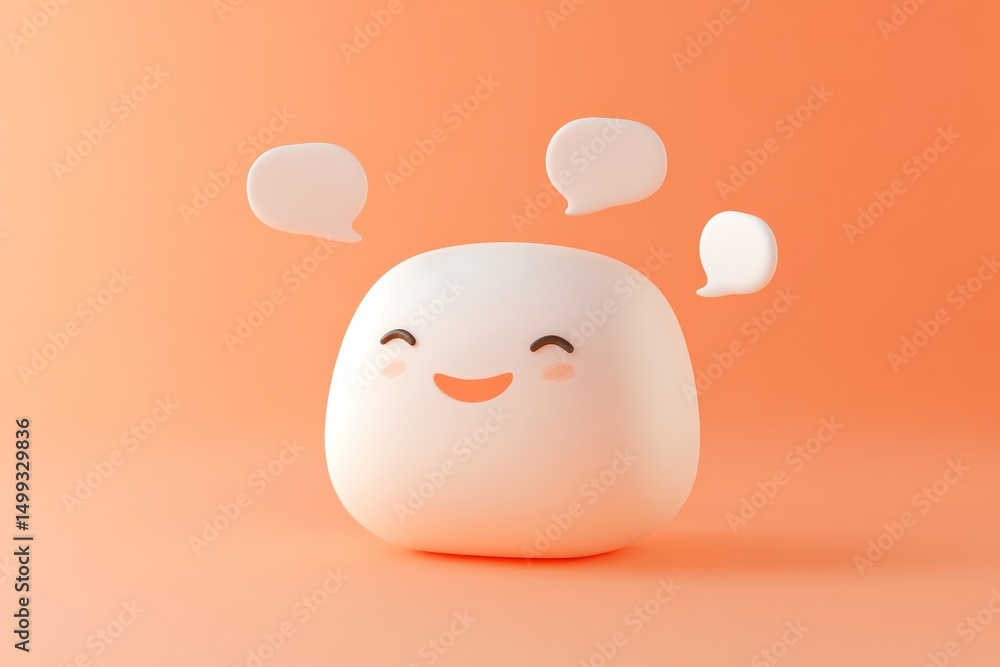 Aufkleber smiling ai chatbot icon on orange background for digital communication design