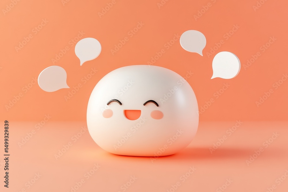 Poster adorable ai chatbot icon design with cute expression for digital interface