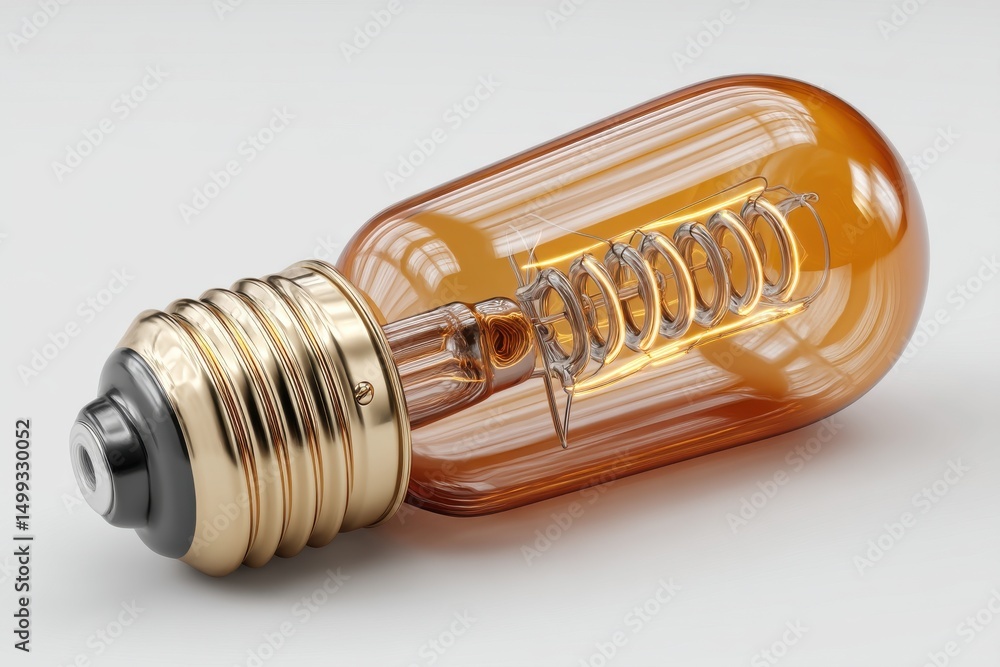 Poster close-up studio shot of a retro-style edison light bulb with visible filament, casting a warm glow a