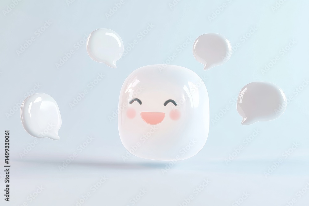 Poster friendly ai chatbot icon with speech bubbles for digital communication design