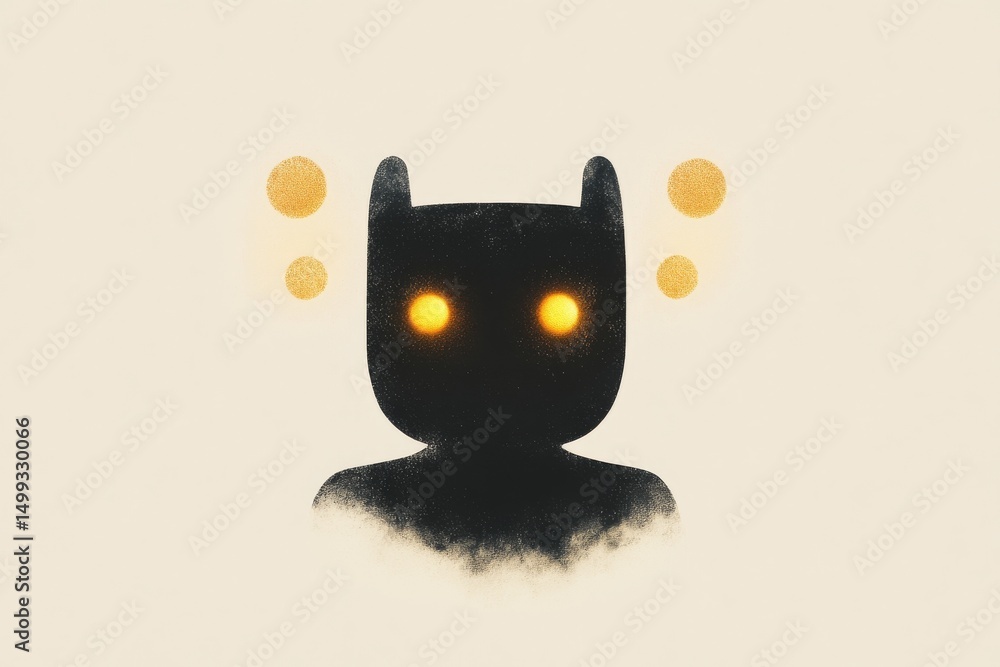 Poster futuristic ai chatbot icon design with glowing features for digital applications
