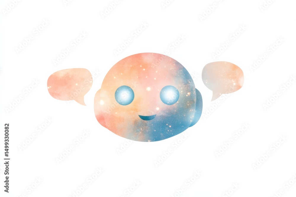 Poster cosmic ai chatbot icon design with speech bubbles for tech branding