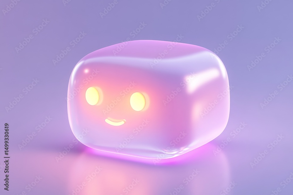 Poster ai chatbot icon design with glowing friendly face for digital applications