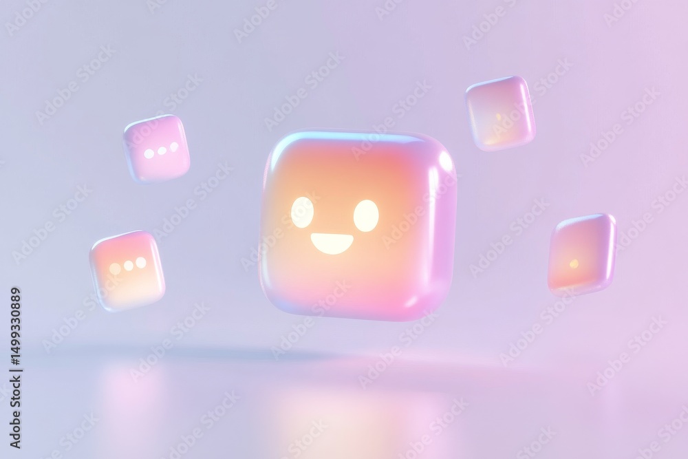 Poster colorful ai chatbot icons for digital user interface and app design
