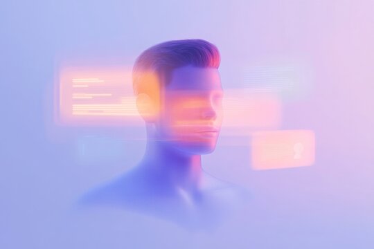 Futuristic ai chatbot icon concept with abstract human interface design