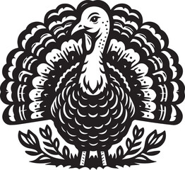 Black and White Turkey Bird Vector Illustration