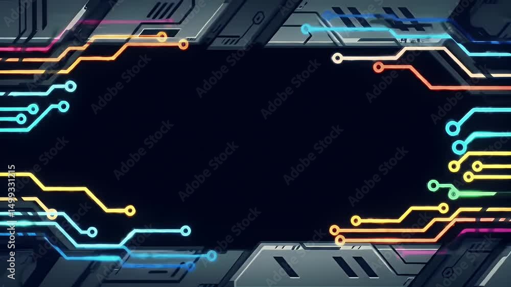Poster technology circuit board frame with colorful lines