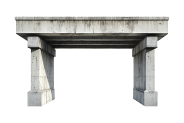 Concrete bridge underpass, isolated on black background.