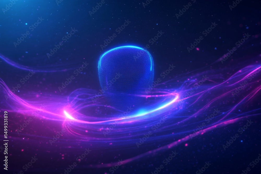 Poster futuristic ai chatbot icon design with neon glowing elements for technology projects