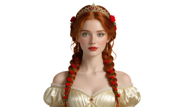 Red-haired Princess, Isolated Transparent Background