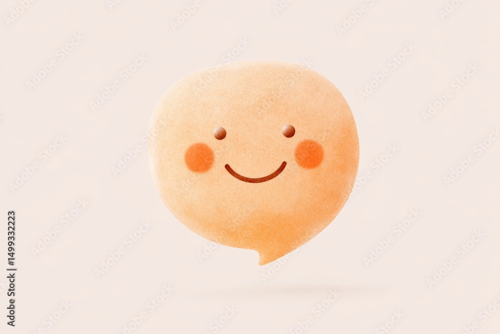 Poster charming ai chatbot icon with smiling face and speech bubble design