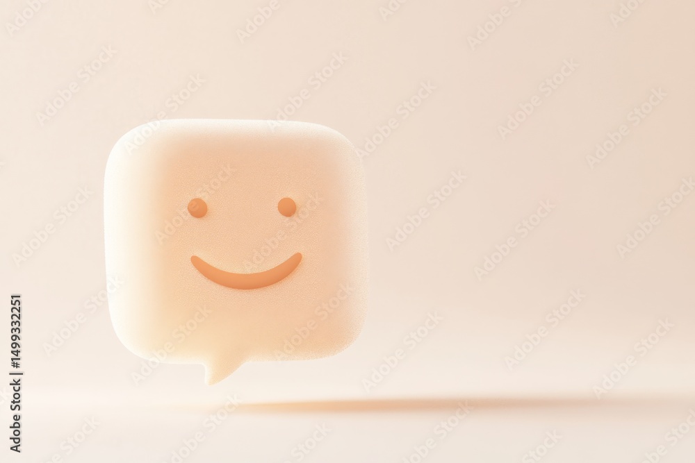 Poster friendly ai chatbot icon design with smiley face for digital interfaces