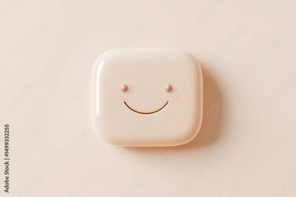 Poster minimalist smiling ai chatbot icon design for digital interfaces and branding