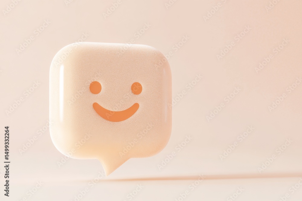 Poster minimalist ai chatbot icon with smiling face design for modern interfaces